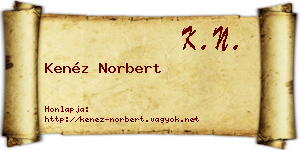 Kenéz Norbert névjegykártya